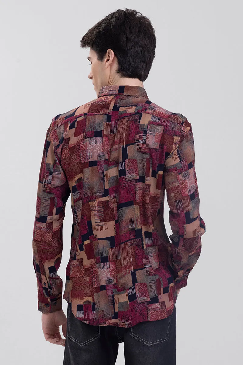 Abstract Block Maroon Shirt