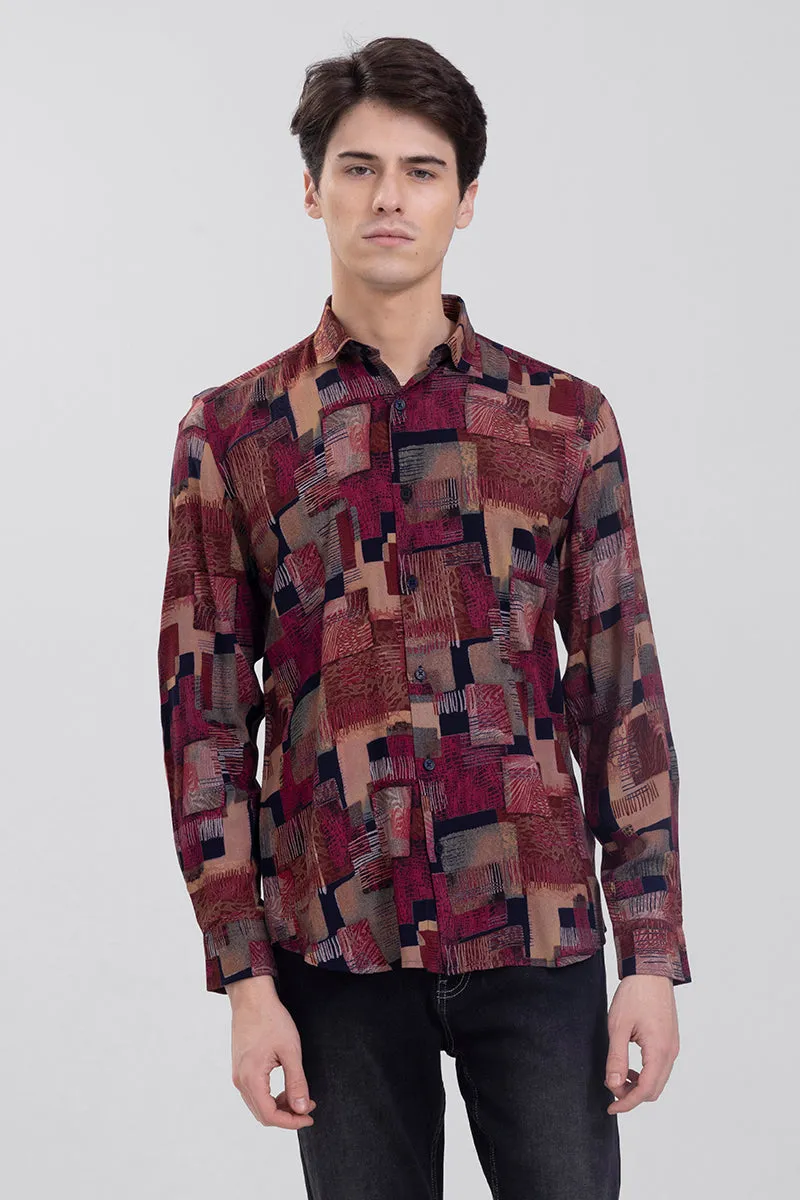 Abstract Block Maroon Shirt