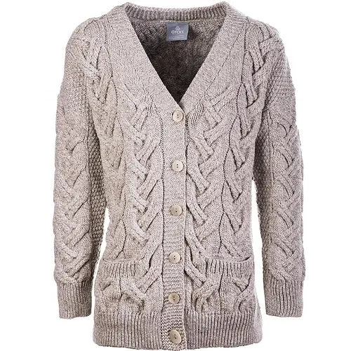 Aran Ladies Super Soft Merino Chunky V Cable Cardigan