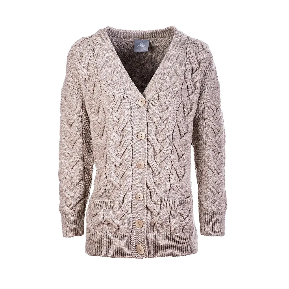 Aran Ladies Super Soft Merino Chunky V Cable Cardigan