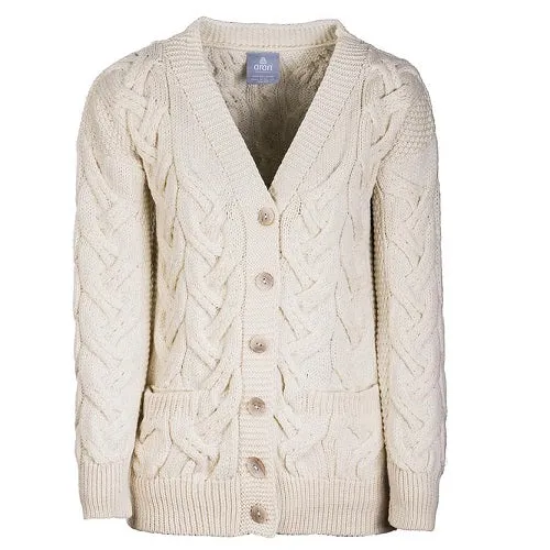 Aran Ladies Super Soft Merino Chunky V Cable Cardigan