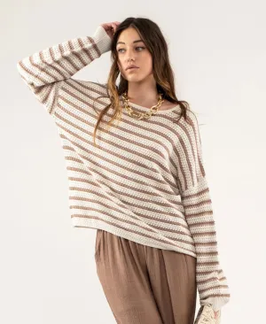 Aspen Brown Striped Sweater