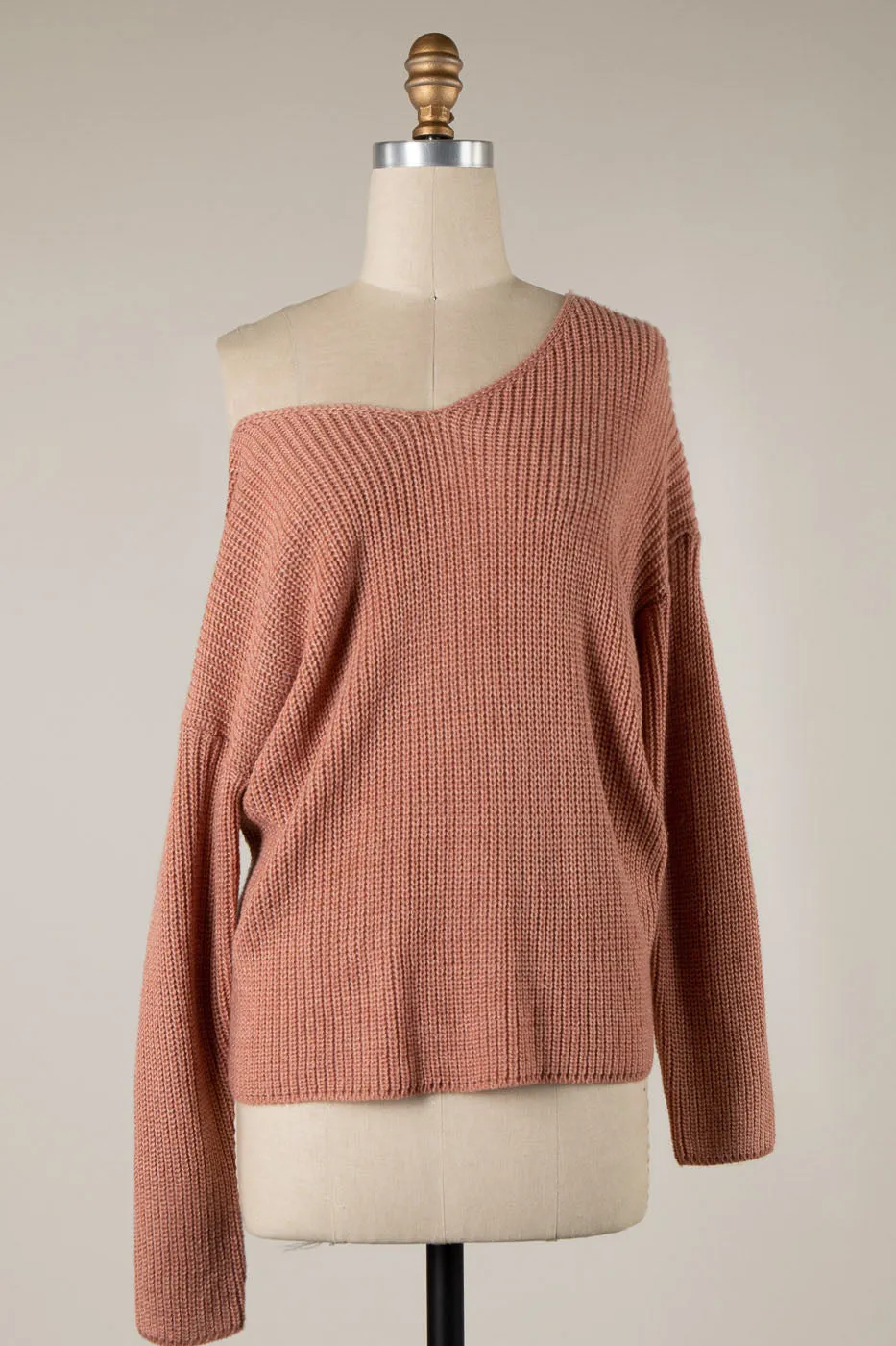 BACK TWIST DETAIL V NECK CABLE KNIT SWEATER 1 PACK