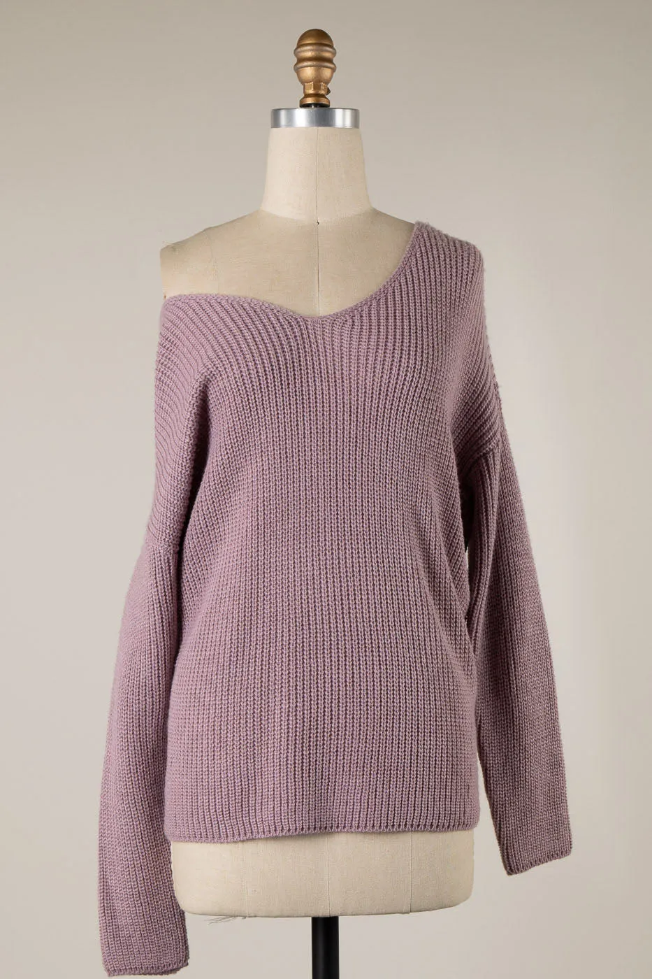 BACK TWIST DETAIL V NECK CABLE KNIT SWEATER 1 PACK