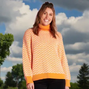 Batwing Roll neck Knit - Orange Chevron