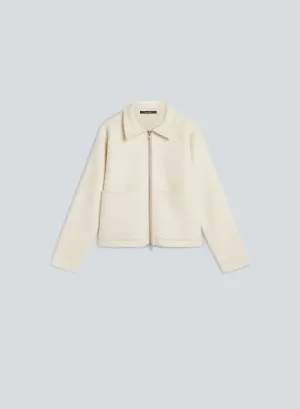 Blouson jacket boiled wool | soft white