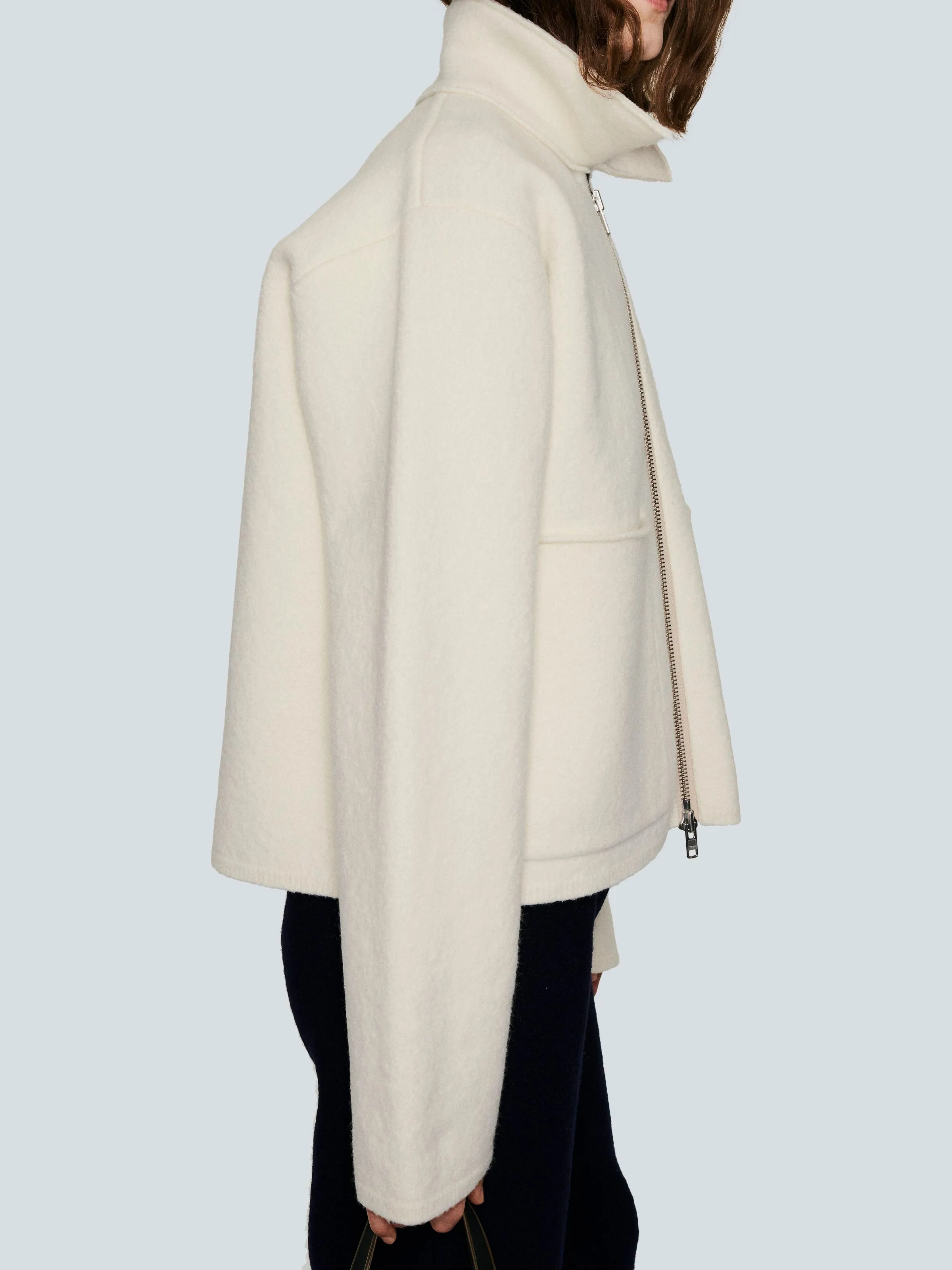 Blouson jacket boiled wool | soft white