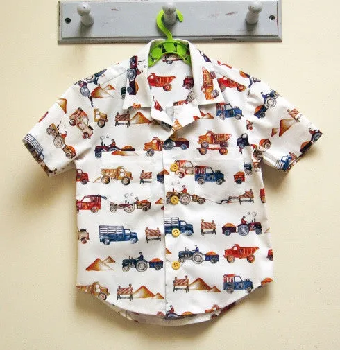 Boys casual shirt pdf sewing pattern THOMAS SHIRT boys & girls 2-14 years. Hawaiian shirt sewing pattern.