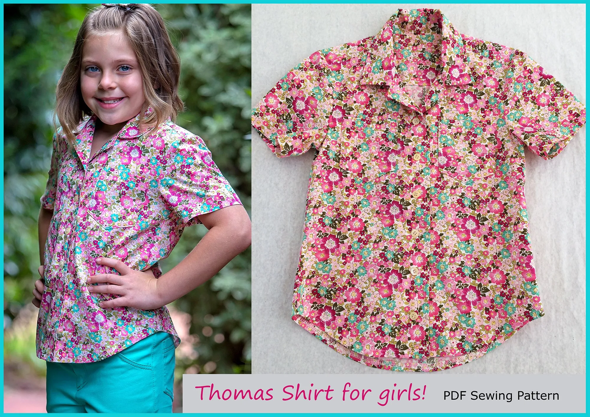 Boys casual shirt pdf sewing pattern THOMAS SHIRT boys & girls 2-14 years. Hawaiian shirt sewing pattern.