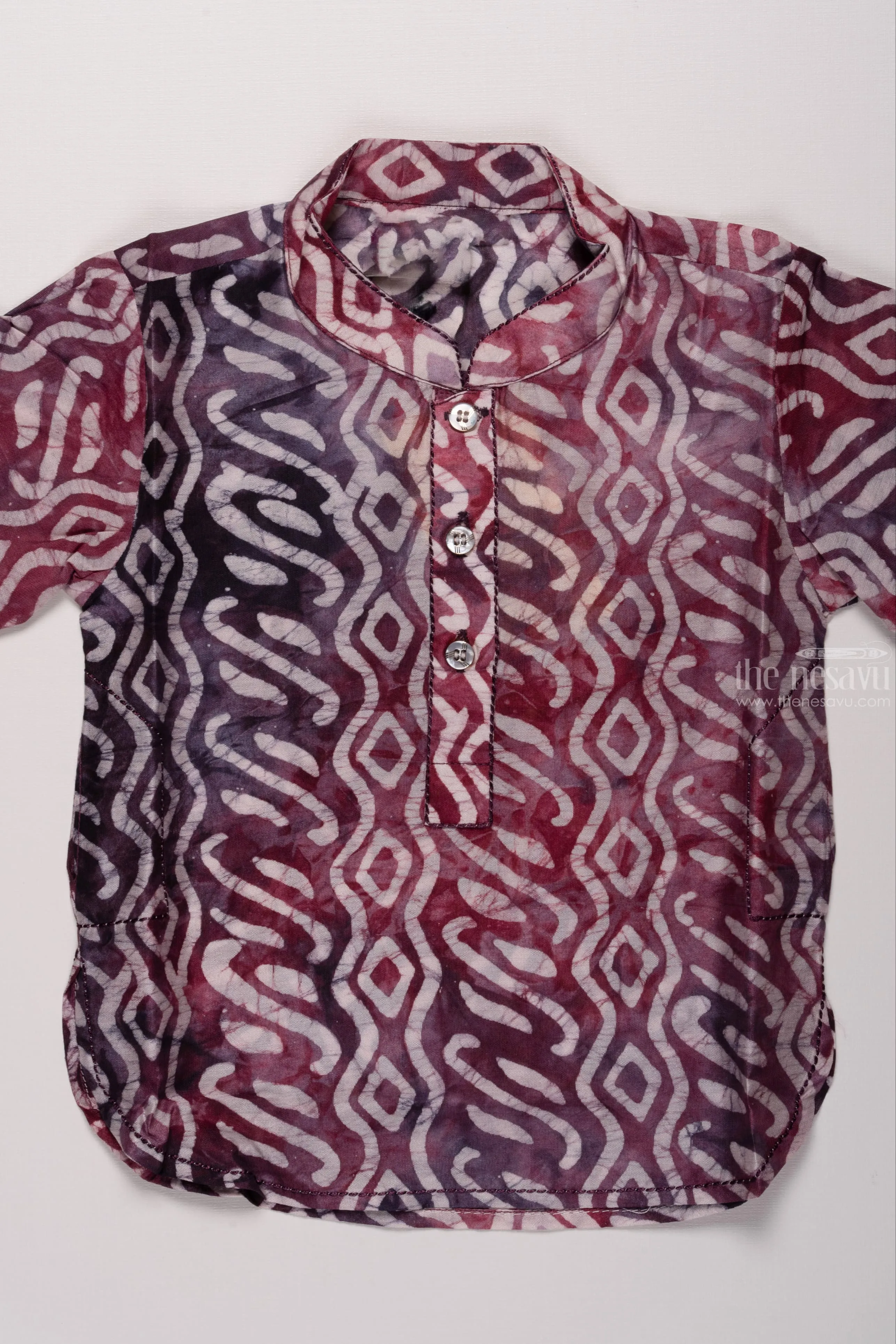 Boys Purple Cotton Shirt with Abstract Geometric Pattern