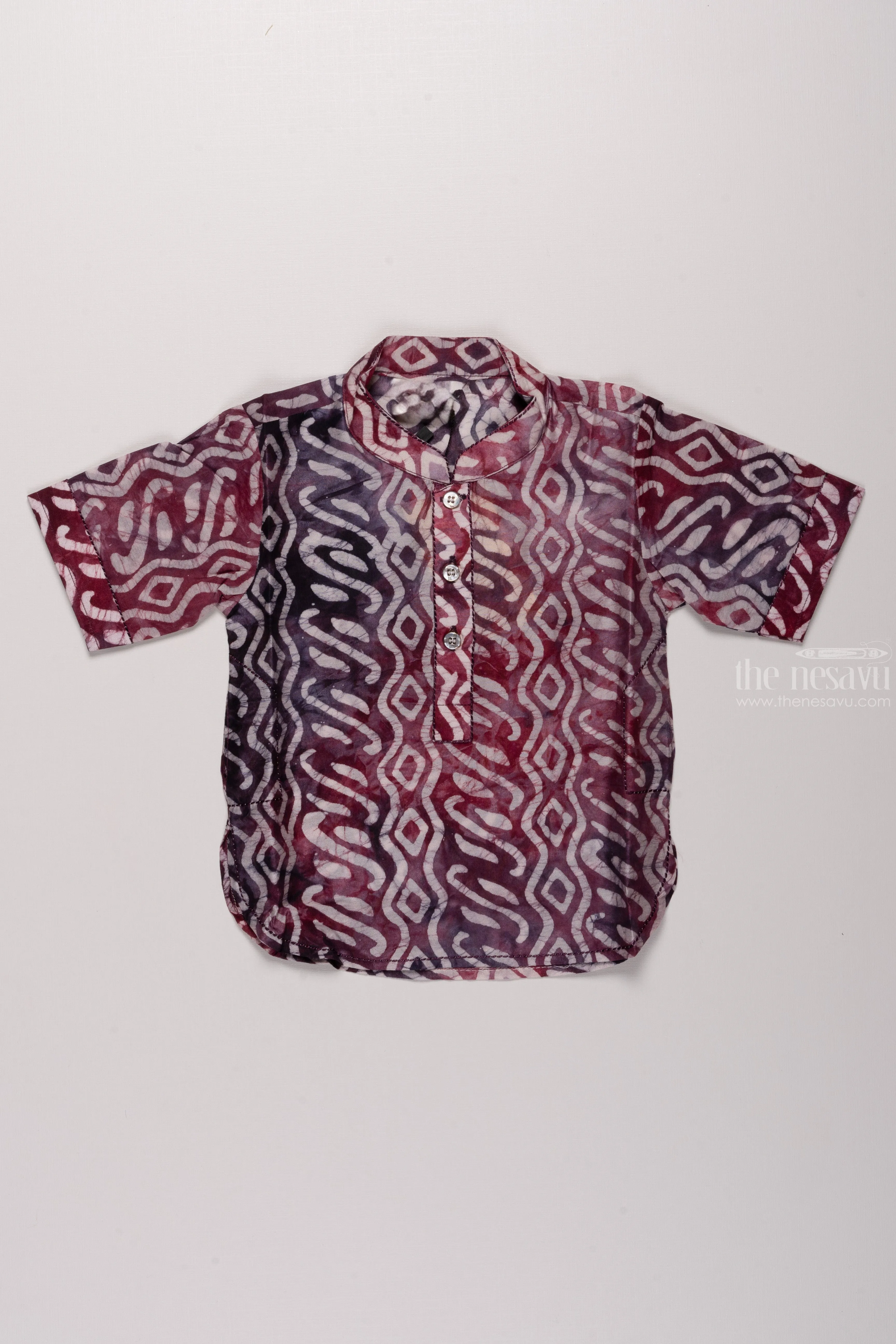 Boys Purple Cotton Shirt with Abstract Geometric Pattern