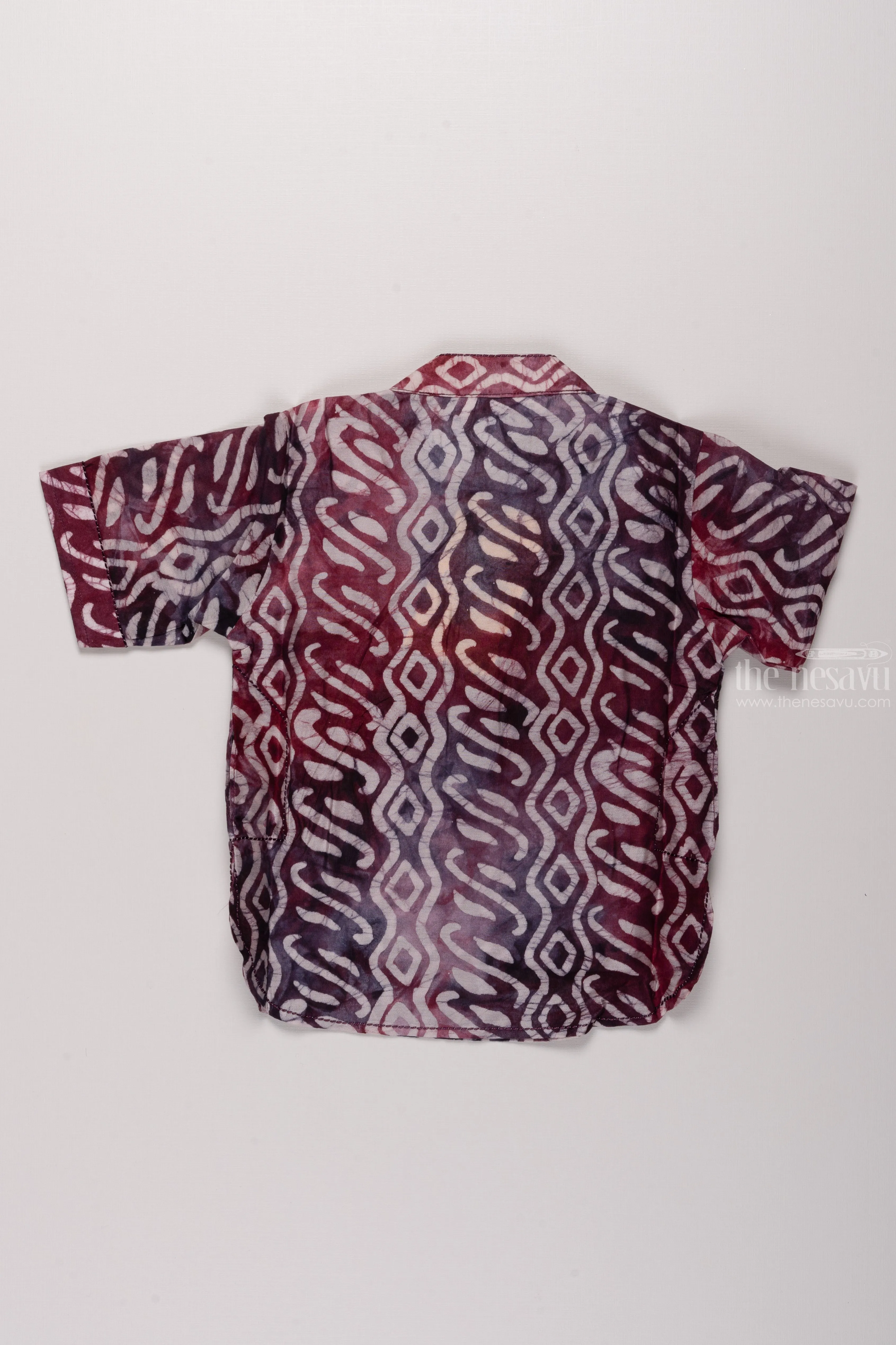 Boys Purple Cotton Shirt with Abstract Geometric Pattern