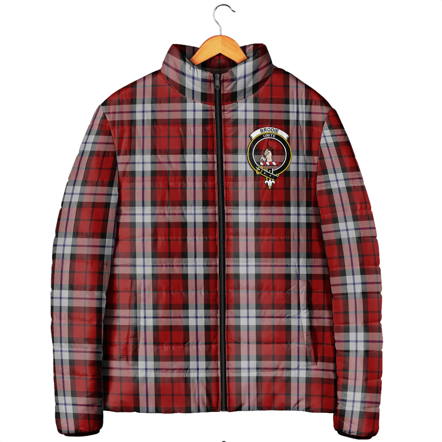 Brodie Dress Tartan Padded Jacket with Family Crest