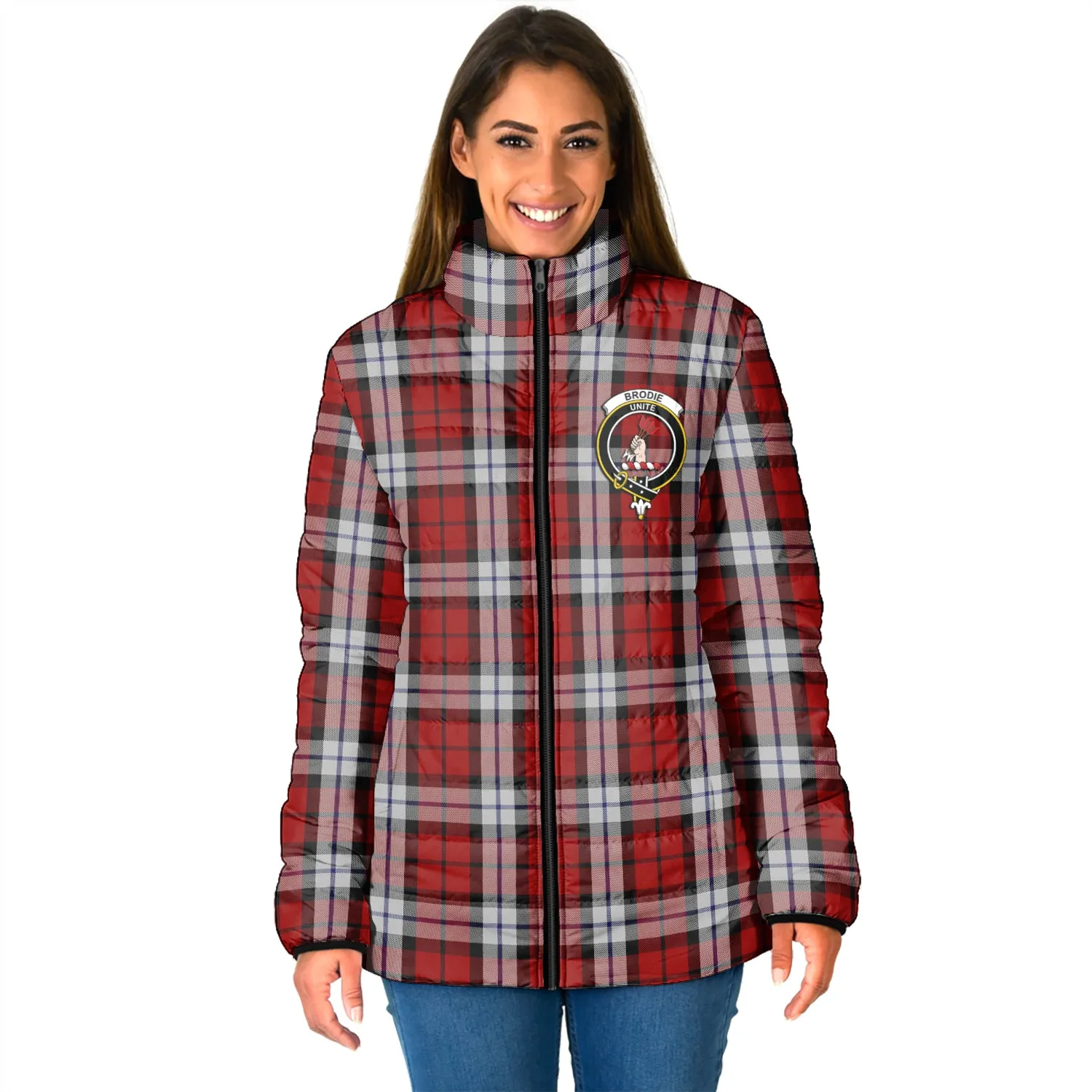 Brodie Dress Tartan Padded Jacket with Family Crest