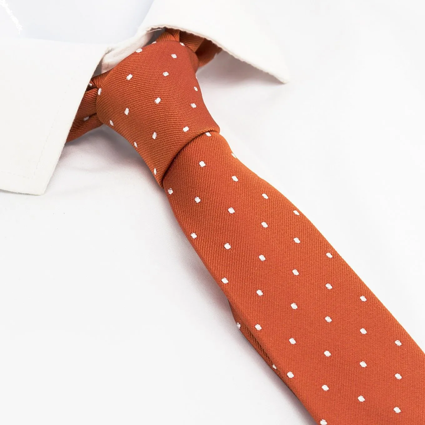 Burnt Orange Polka Dot Slim Silk Tie