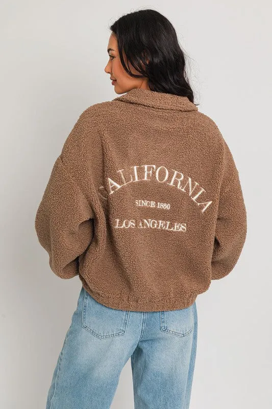 Cali Quarter Zip Fleece Pullover - Brown