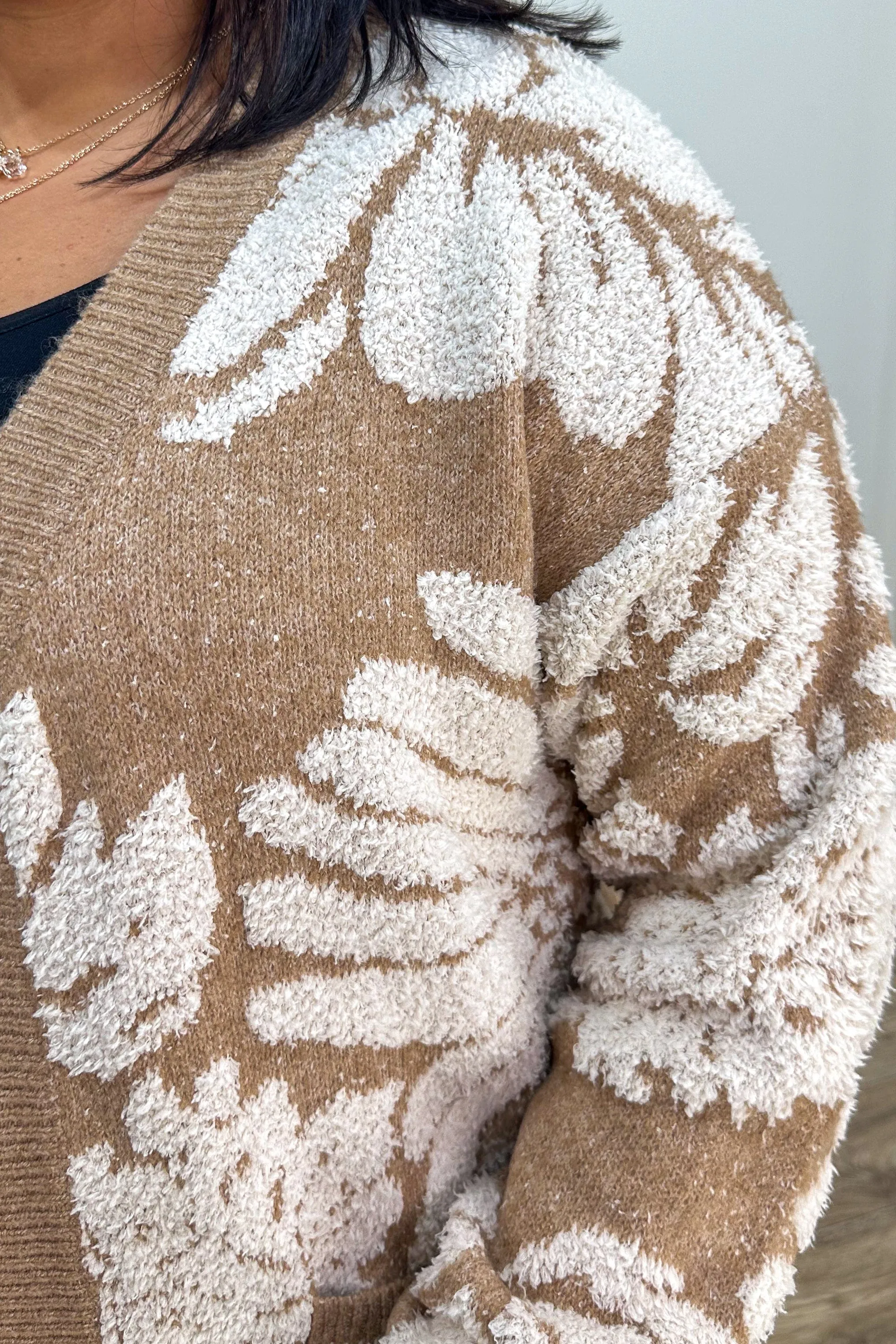 Camel & Ivory Patterned Cardigan