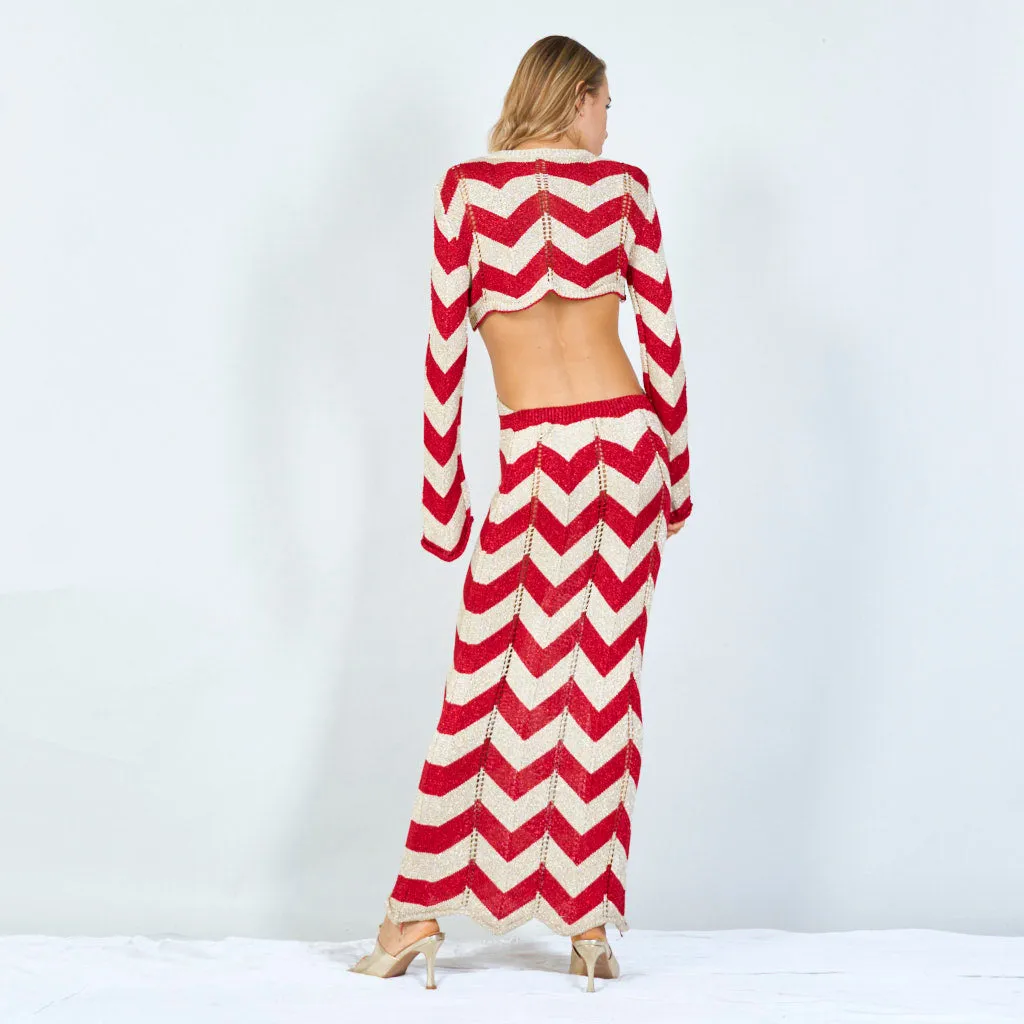 Chevron pattern ring-tie knit dress wholesale