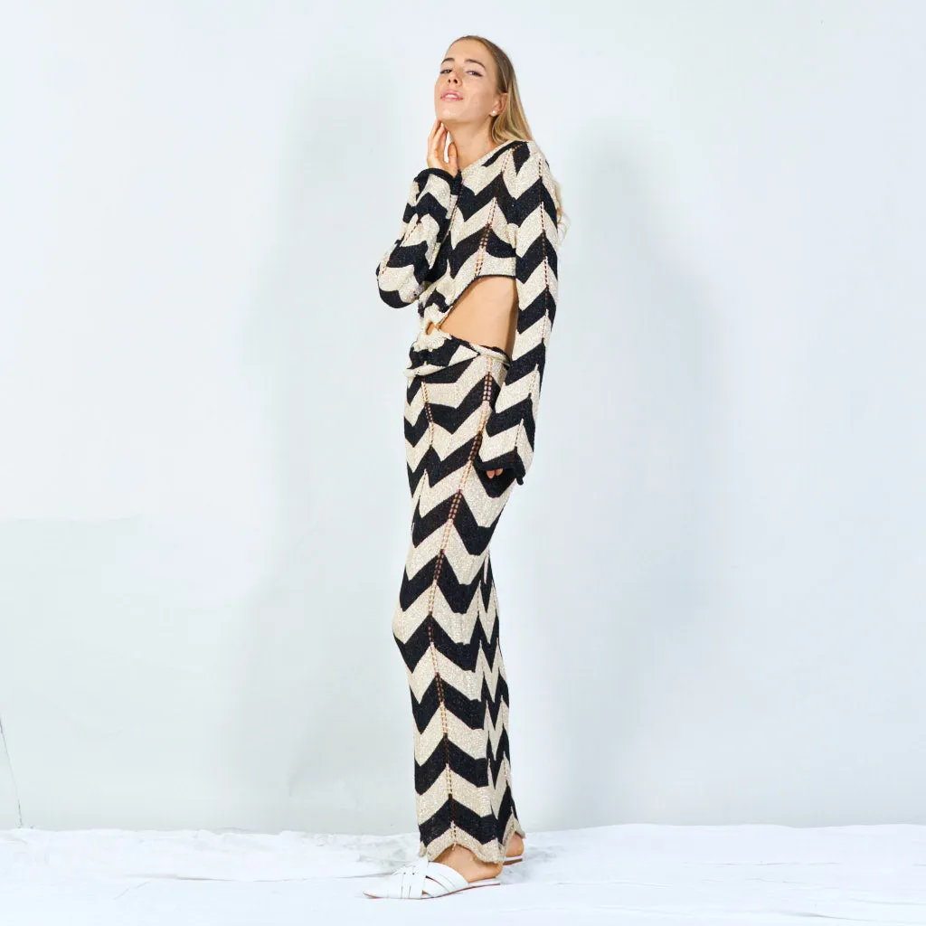 Chevron pattern ring-tie knit dress wholesale