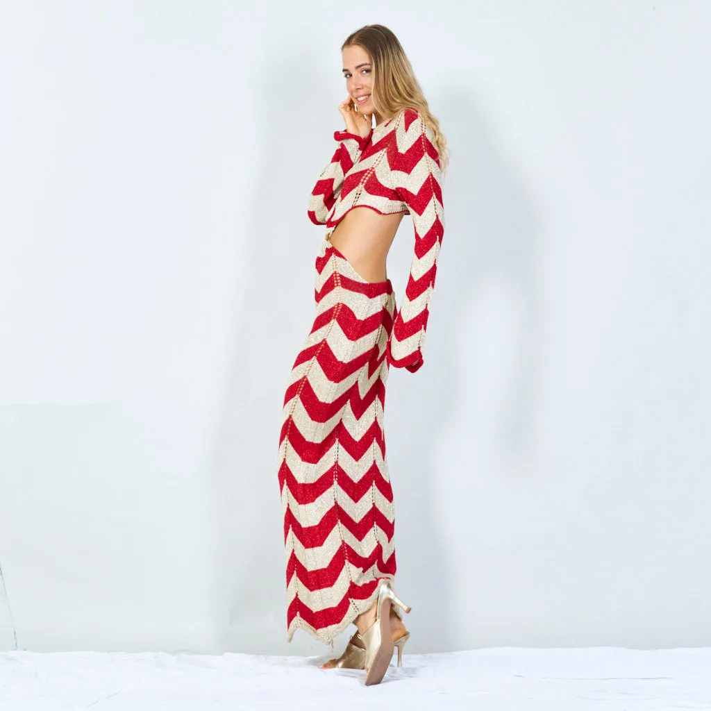 Chevron pattern ring-tie knit dress wholesale