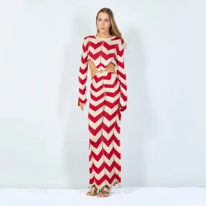 Chevron pattern ring-tie knit dress wholesale