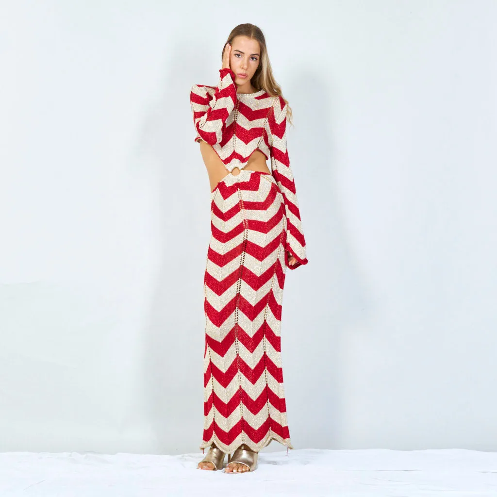 Chevron pattern ring-tie knit dress wholesale