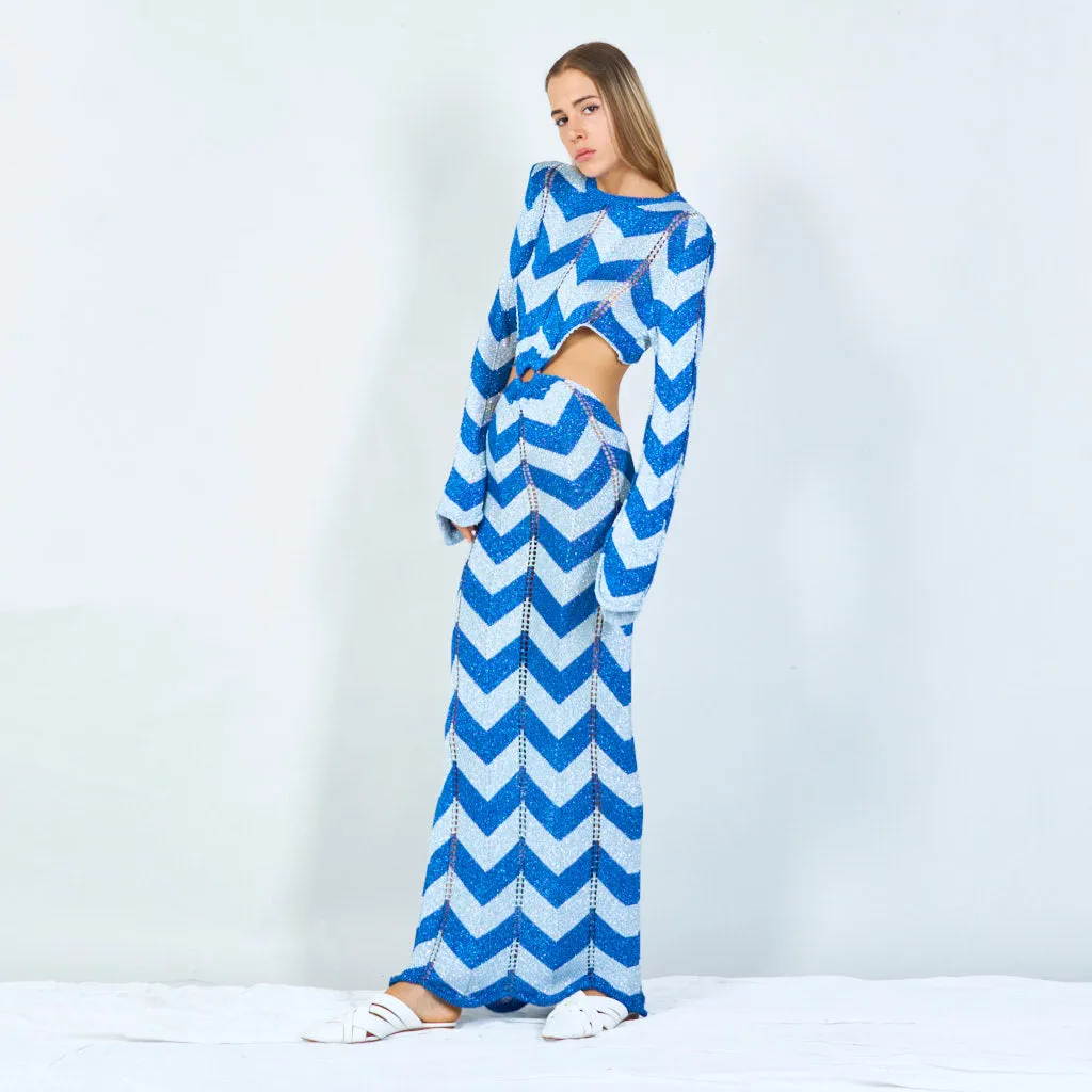 Chevron pattern ring-tie knit dress wholesale