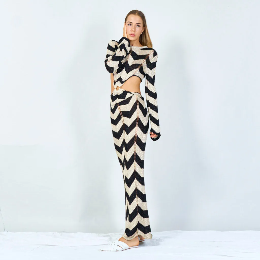 Chevron pattern ring-tie knit dress wholesale