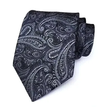 Classy Men Formal Grey Paisley Silk Necktie