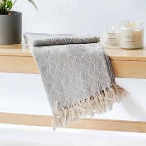 Cotton Bay Big Weave Throw - Light Grey