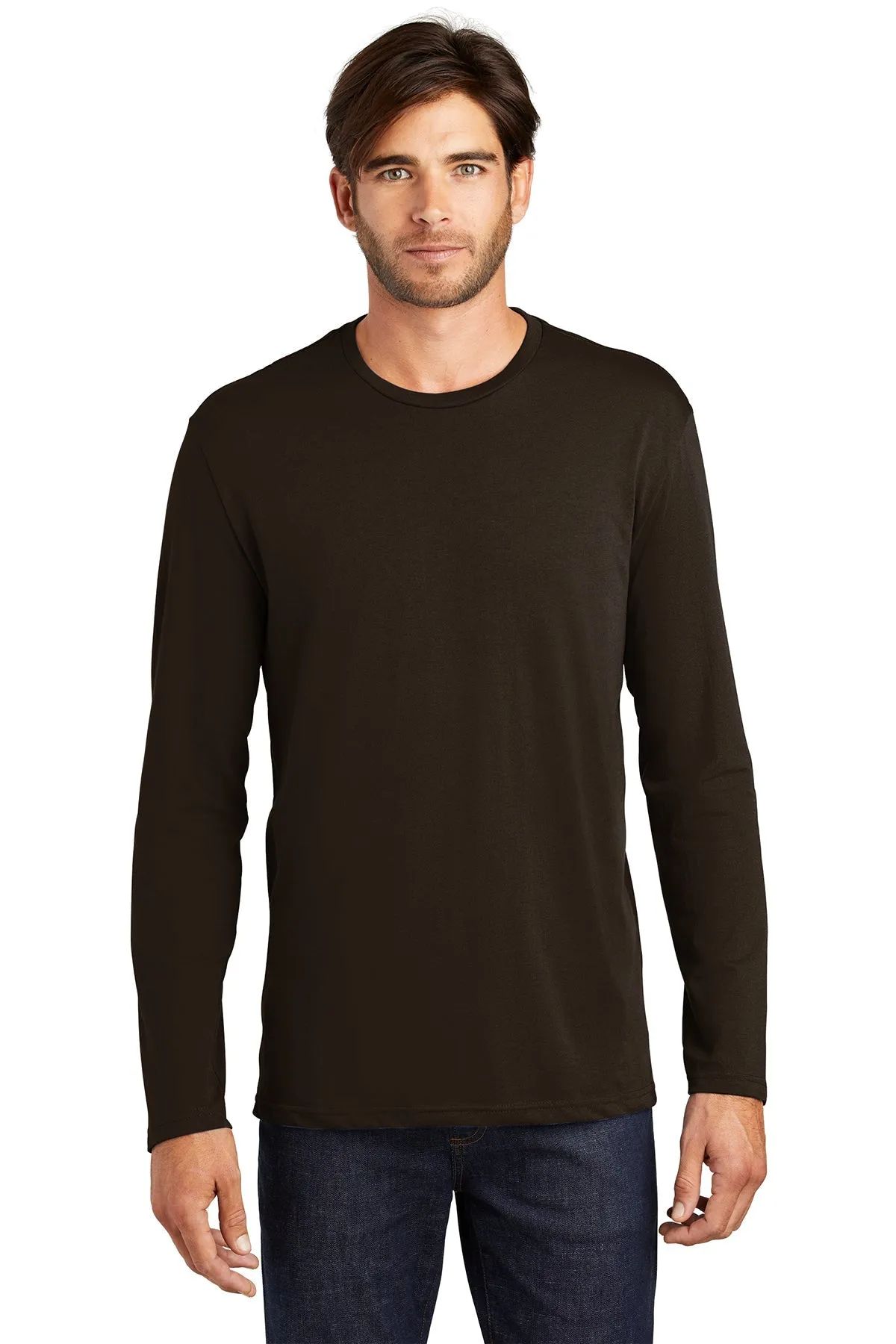 District Made Mens Perfect Weight Long Sleeve Tee's, Espresso