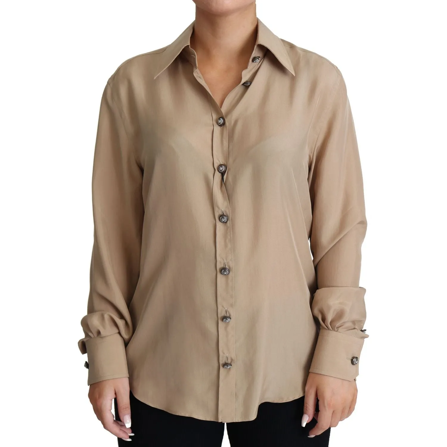 Dolce & Gabbana Elegant Beige Silk Shirt