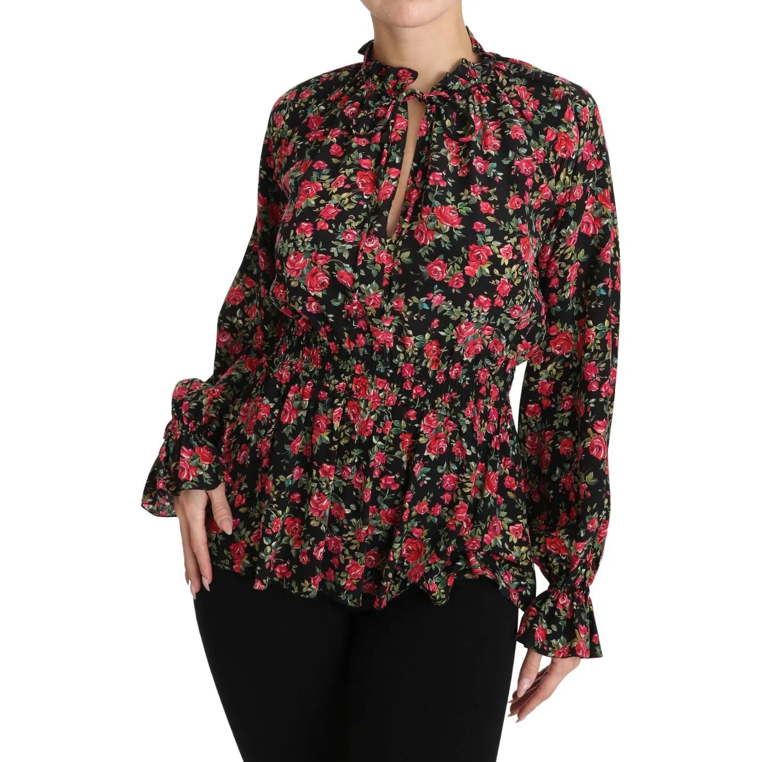 Dolce & Gabbana Elegant Black Floral Silk Shirt