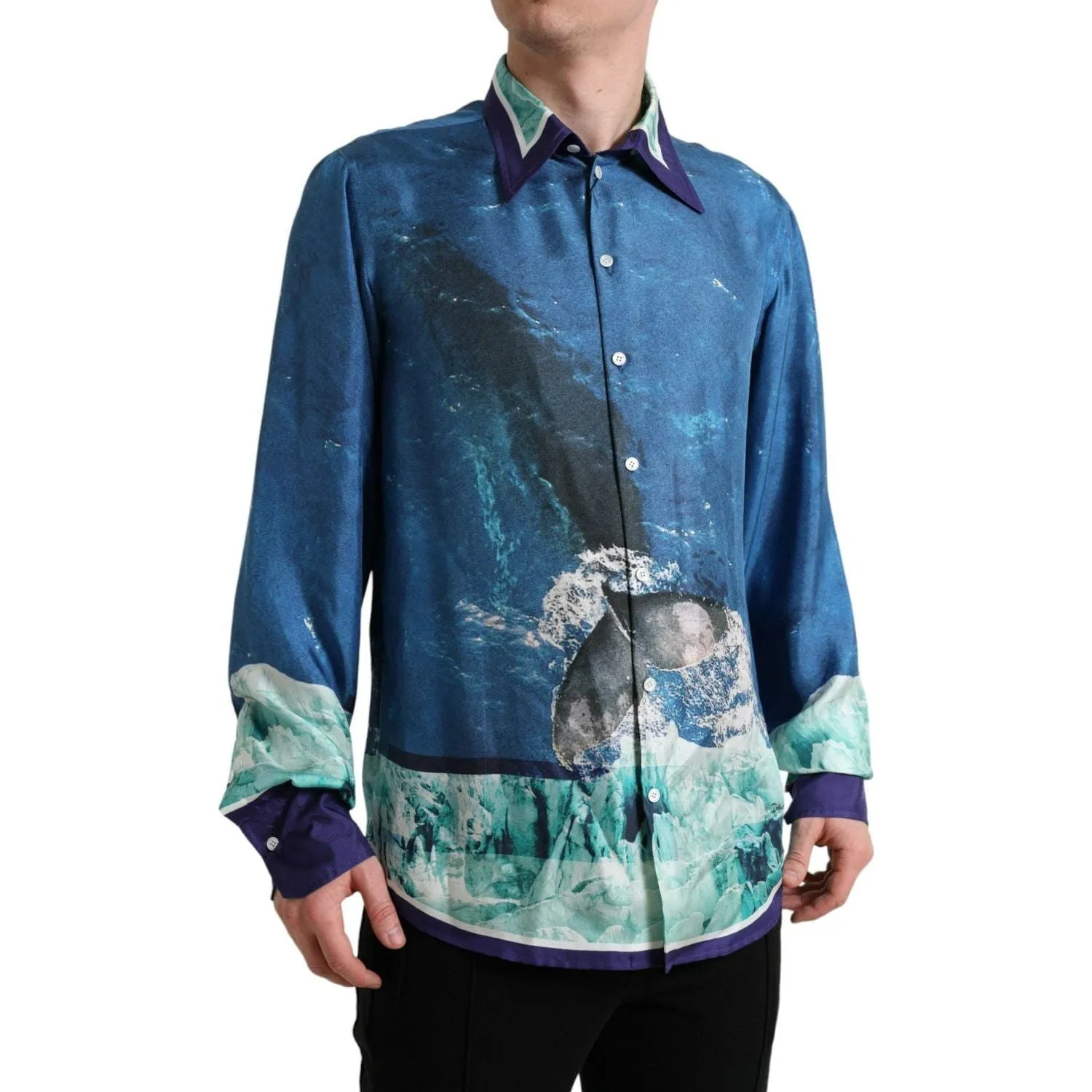 Dolce & Gabbana Elegant Ocean Print Silk Shirt