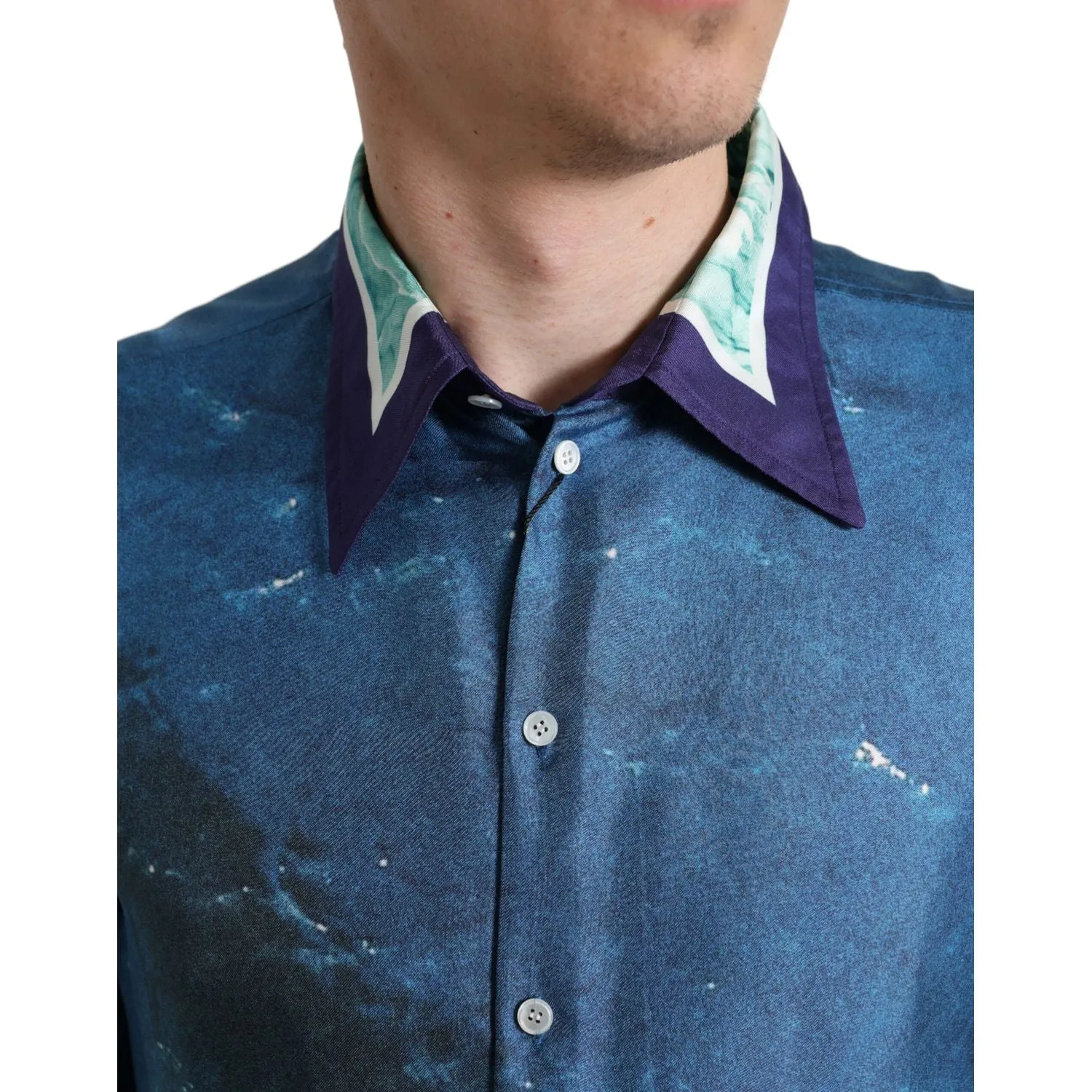 Dolce & Gabbana Elegant Ocean Print Silk Shirt