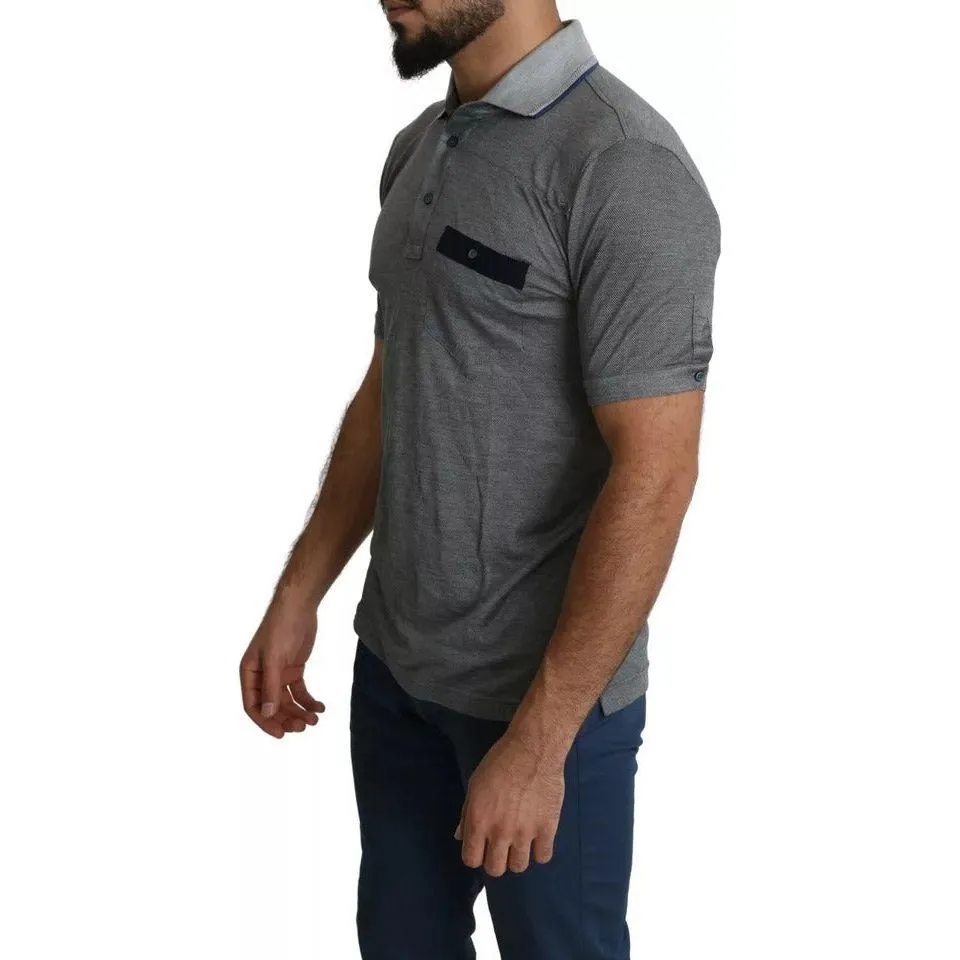 Dolce & Gabbana Gray Collared Silk Polo Top Shirt T-shirt