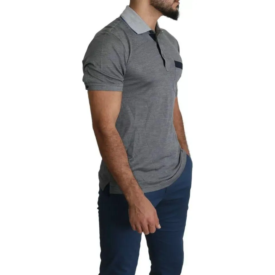 Dolce & Gabbana Gray Collared Silk Polo Top Shirt T-shirt