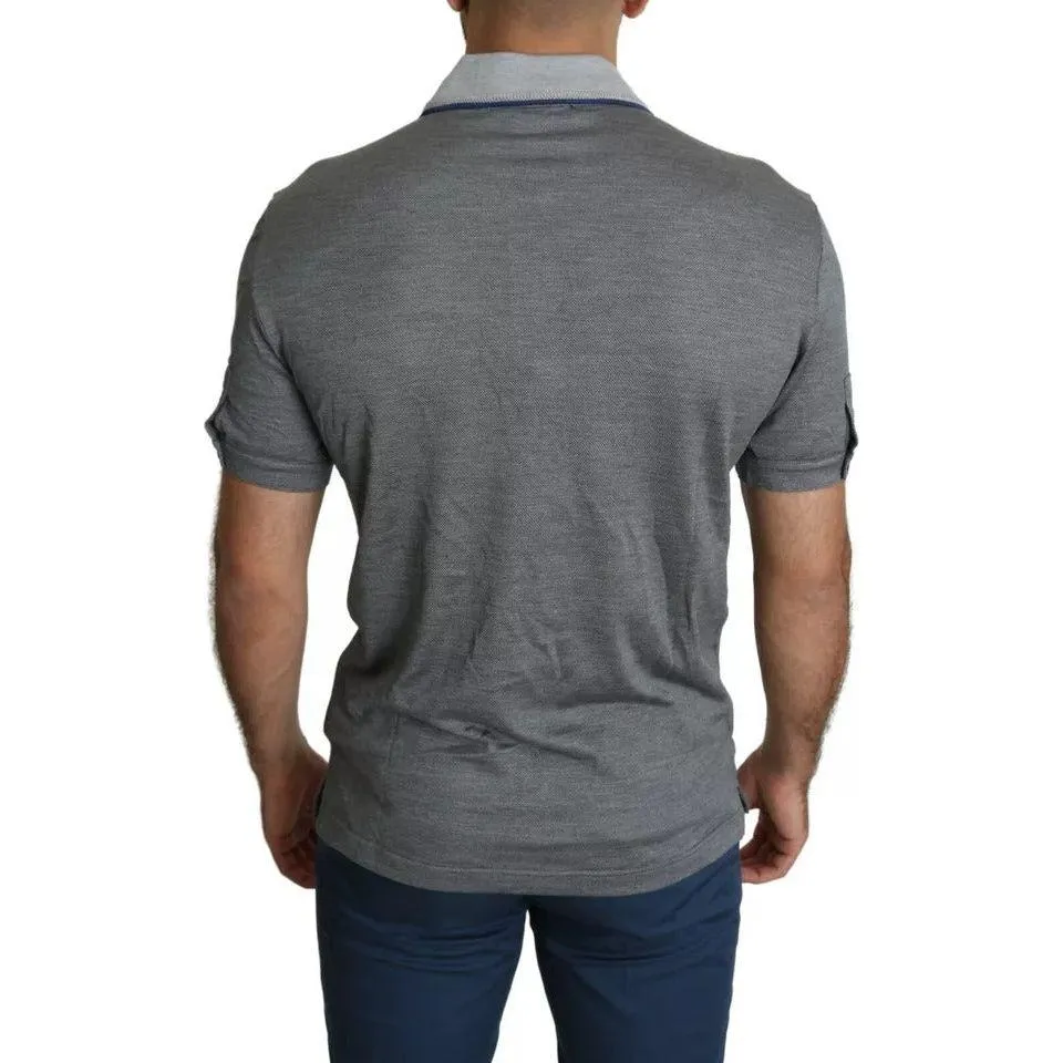 Dolce & Gabbana Gray Collared Silk Polo Top Shirt T-shirt