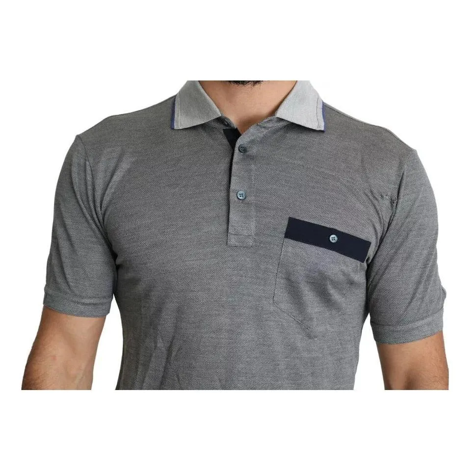 Dolce & Gabbana Gray Collared Silk Polo Top Shirt T-shirt