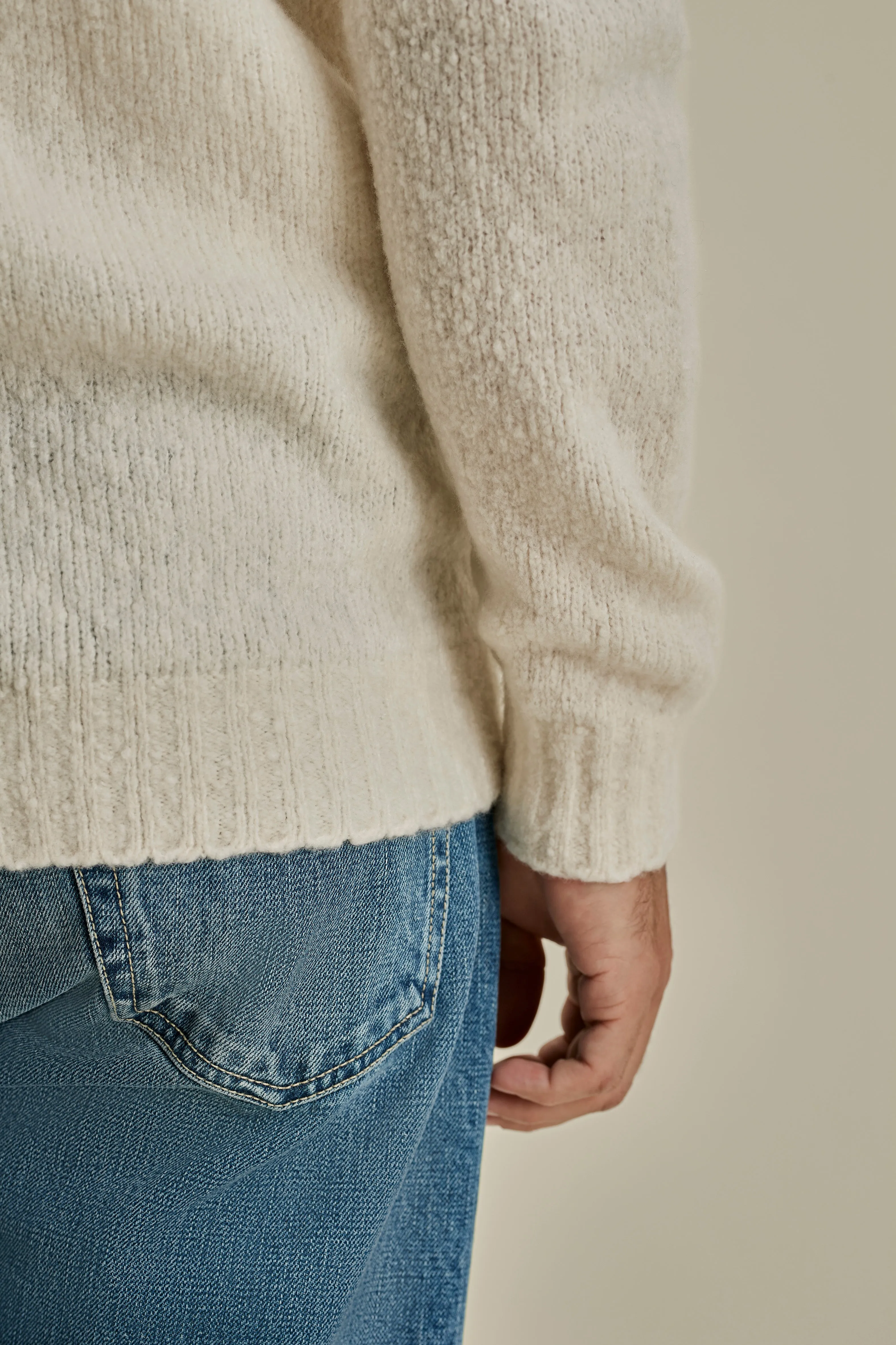 Felted Wool Cashmere Zip-Through Sweater