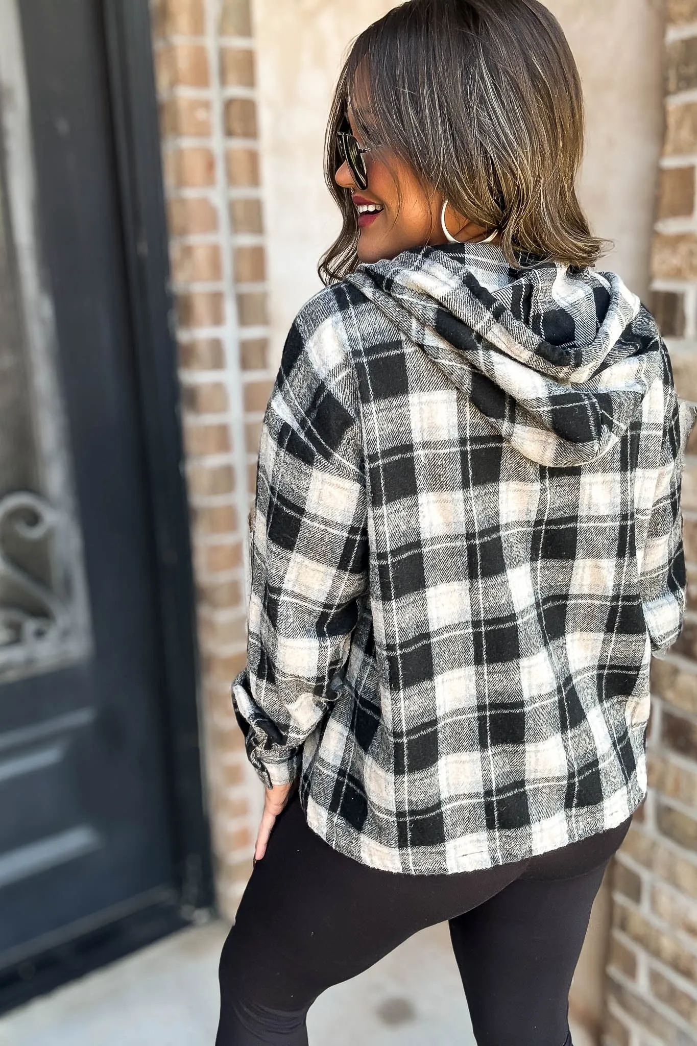 Flannel Plaid Pullover Hoodie W/ Kangaroo Pocket