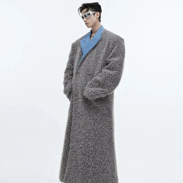 Fur Thickened Woolen Turn-Down Collar Coat