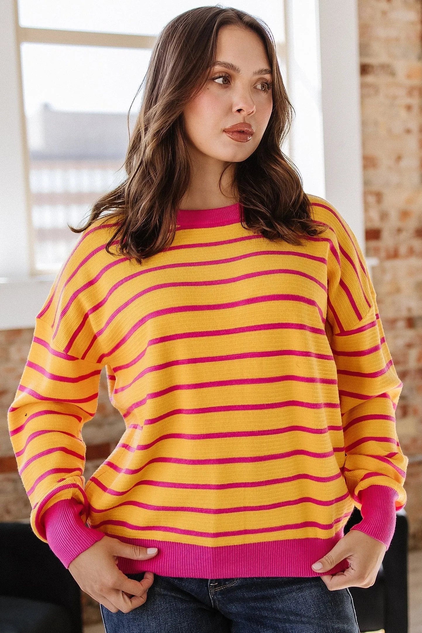 Ginny Striped Drop Shoulder Sweater | S-XL | PRE ORDER