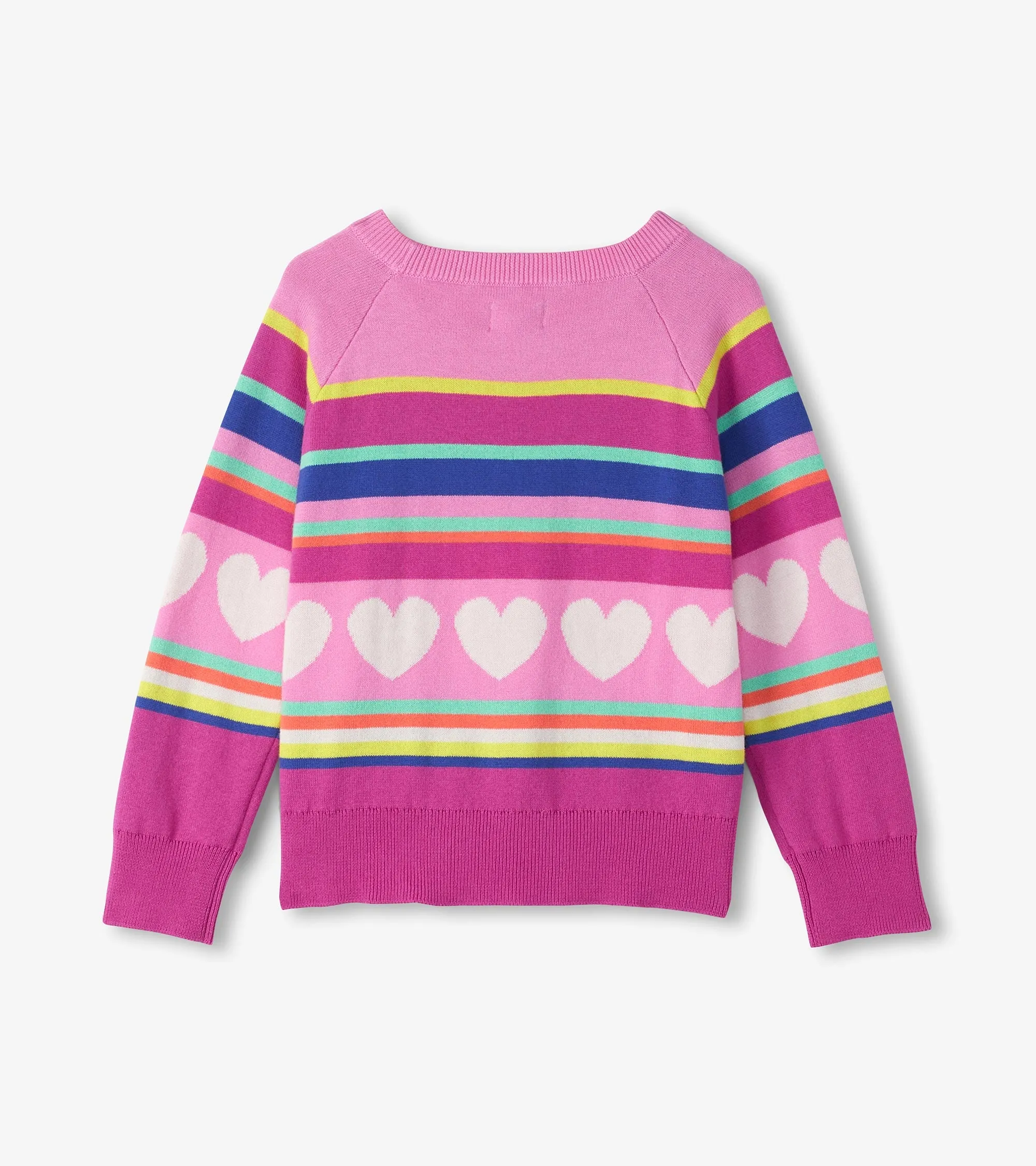 Girls Striped/Heart Sweater