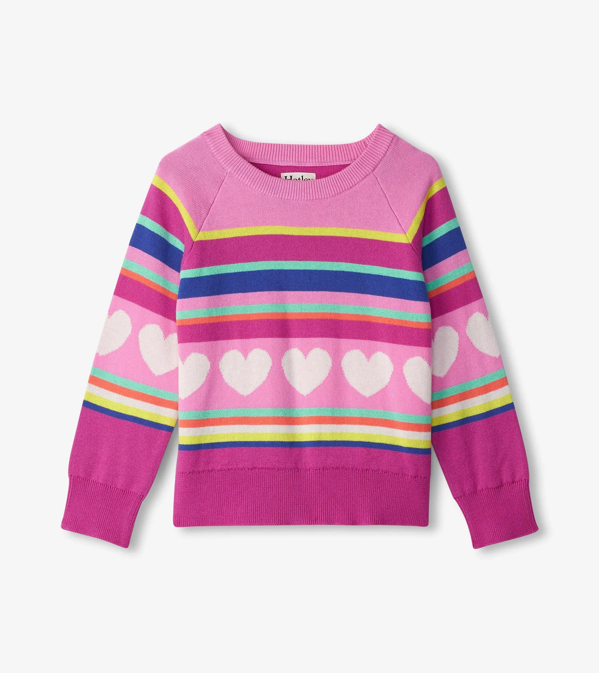 Girls Striped/Heart Sweater