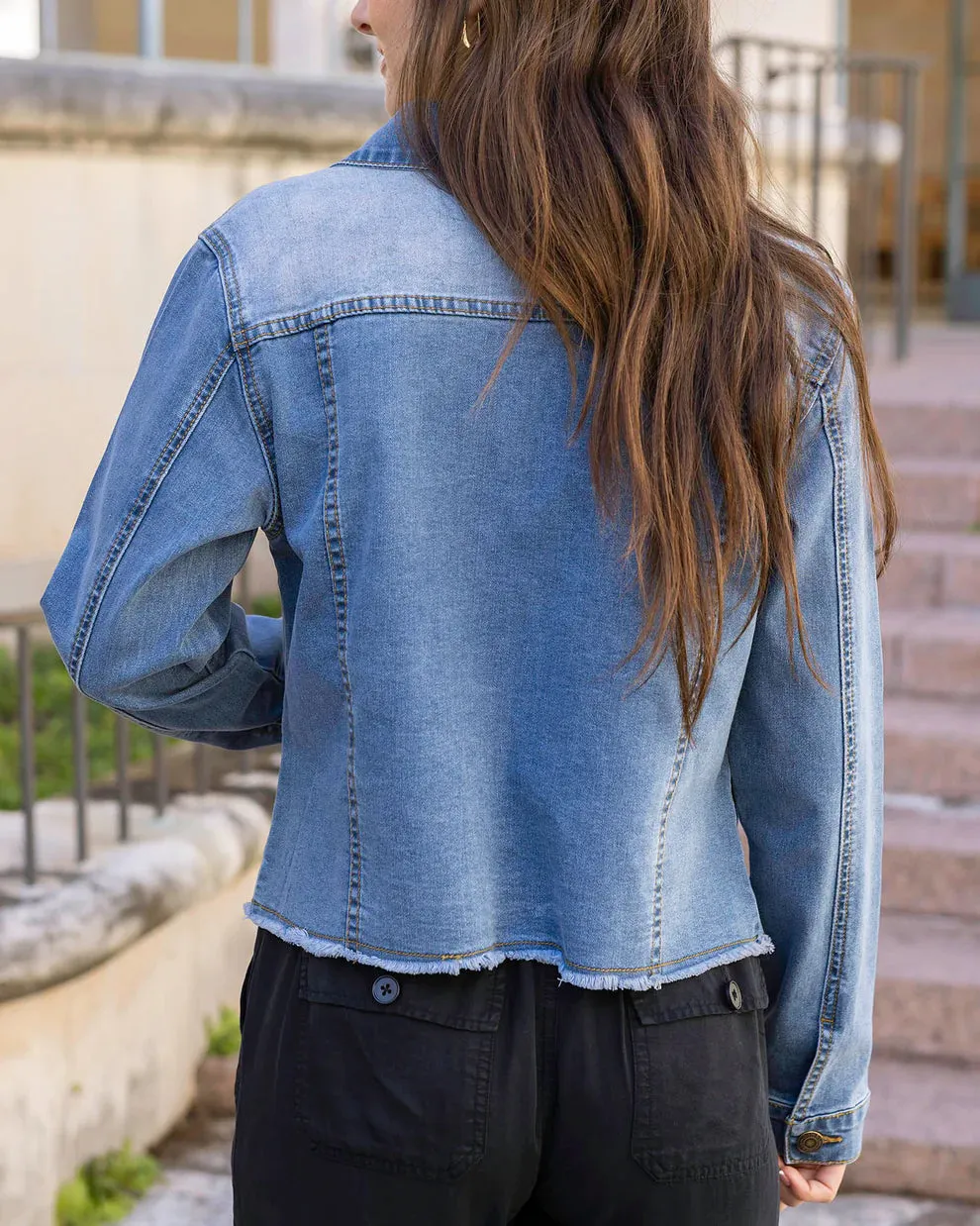 Grace & Lace Soft Wash Denim Jacket - Mid-Wash