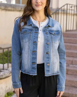 Grace & Lace Soft Wash Denim Jacket - Mid-Wash