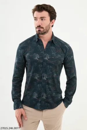 Green Patterned Men's Shirt.