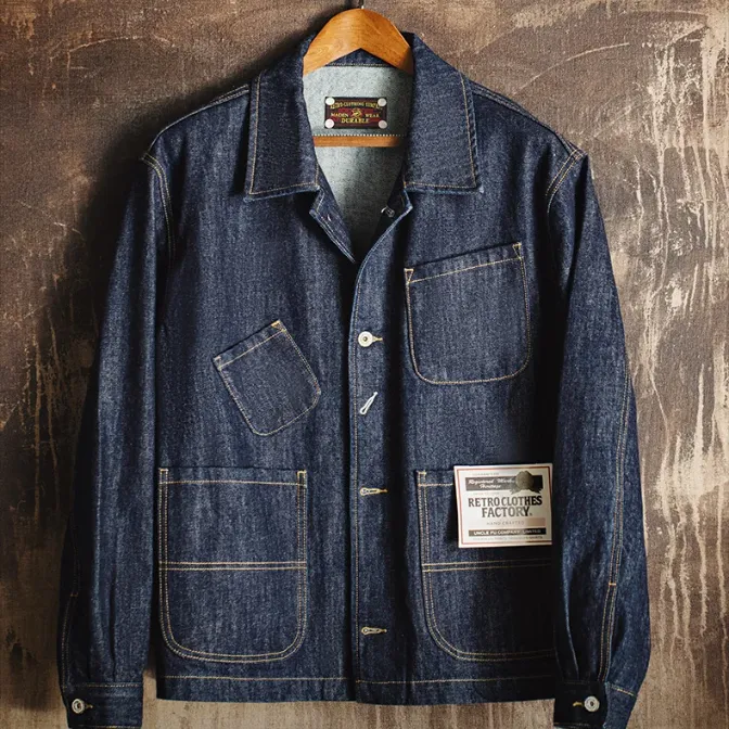 Hole Button Multi Pocket Denim Jacket