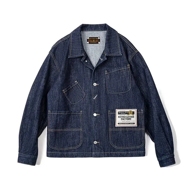 Hole Button Multi Pocket Denim Jacket